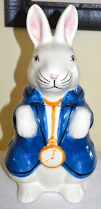 Laurie Gates White Rabbit Cookie Jar Alice in Wonderland ~ LOS ANGELES POTTERY - Picture 1 of 11