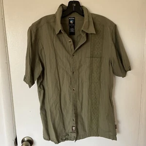Kuhl Shirt Mens Large Button Up Short Sleeve Green 100% Cotton Striped - Picture 1 of 8