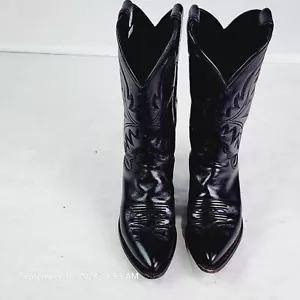 Justin Cowboy Boots Woen's Size 5B Country Black Quilt Stitch Leather Cowgirl - Picture 1 of 5