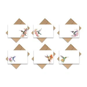 12 Flat Note Cards Cute Stationery with Envelopes - Hummingbird - 2 of each - Picture 1 of 7