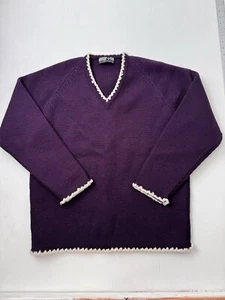 Meister Sweater M Women’s Wool Austria Pullover Purple V Neck Vintage - Picture 1 of 8