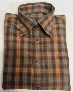 JAEGER 15/15.5x33/34 ALL COTTON GERMAN MADE BARK RUST ORANGE PLAID SPORT SHIRT - Picture 1 of 6