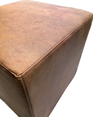 Stool, Ottoman, Seat Cube 45x45x45 Faux Leather Two-Tone Vintage 5 Colors - Image 1 of 4