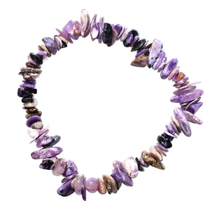 Premium CHARGED Charoite Crystal Chip Bead Bracelet Stretchy ENERGY REIKI - Picture 1 of 9