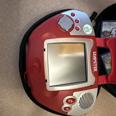 Leap Frog Leapster Educational Learning Handheld Red Console Incl 2 Games & Case - Image 1 of 4