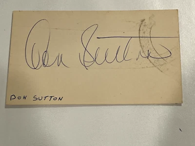 Don Sutton Hand Signed 3x5 Cut Index Card MLB HOF Dodgers - Image 1 of 2
