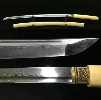 Espada Samurai Japonesa Hecha a Mano Hoja de Acero Damasco Ninja Katana Batalla Foto 1 de 4