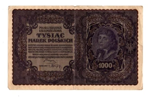 1000 MAREK VERY FINE BANKNOTE FROM POLAND 1919 PICK-29 HUGE SIZED - Imagen 1 de 2