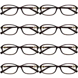 8 Packs Womens Oval Frame Reading Glasses Lightweight Classic Style Readers - Picture 1 of 8