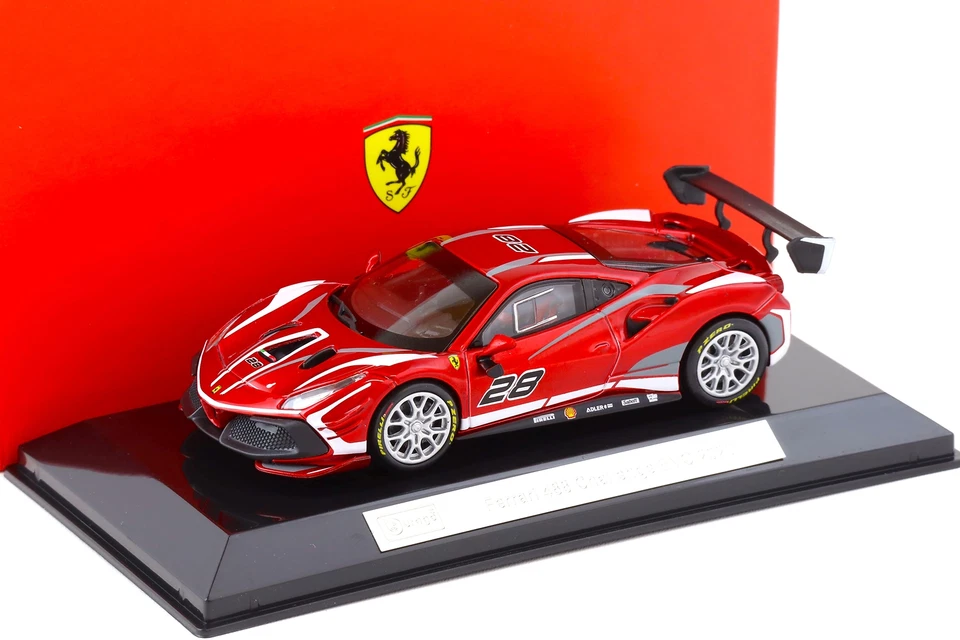 FERRARI 488 CHALLENGE EVO 2020 N.28 RACING SERIES METALLIC RED 1 43 Burago Auto