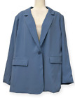 NWT INTEMPO Women's Blazer Single Button Steel Blue Size 3X Jacket Plus Size