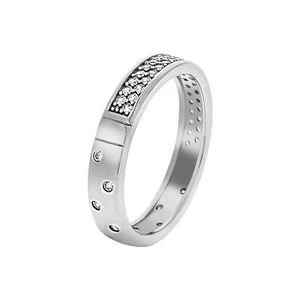 Ring aus 925 Sterling Silber rhodiniert mit Zirkonia handmade modern NEU V Ring - Bild 1 von 3