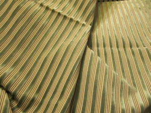 1.13 Yards(41")L x 52"W New Velvet Fabric(Remnant), Stripe(Green/Beige/Brown) - Picture 1 of 4