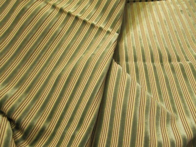 1.13 Yards(41")L x 52"W New Velvet Fabric(Remnant), Stripe(Green/Beige/Brown) - Image 1 of 4