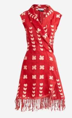 Studio 189© X J.Crew 女式 $395 流苏裹身连衣裙圆点尺寸 S BL582 — 第 1/4 张图片