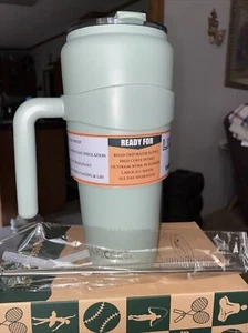 40oz Insulated Tumblers with Handle and Straw Tumbler Reusable Ice Coffee Cup - Picture 1 of 4