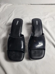 Melissa Jelly Mule Block Heels Sandals Platform Black Size 8 Euro 39 Vegan - Picture 1 of 7