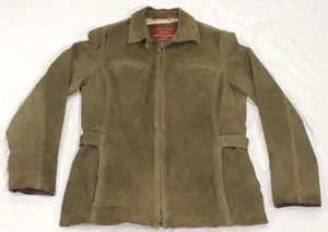 Eddie Bauer Jacke Seattle Wildleder Leder Damen L olivgrün durchgehender Reißverschluss waschbar! - Bild 1 von 24