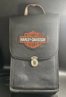 Mochila de cuero Harley Davidson vintage, carcasa rígida de cuero genuino con logotipo Foto 1 de 4