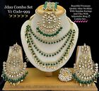 Joharibazar Rajasthani Kundan 3 Layer Earrings Tikka Jewelry Goldplated Set I