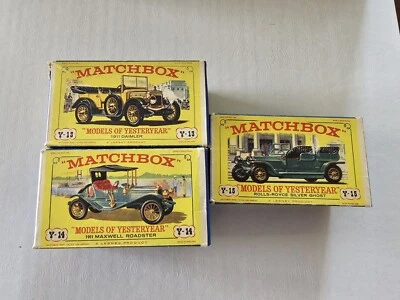 Matchbox “Models Of Yesteryear” Y-13 Y-14 Y-15 Rolls Royce 1911 Daimler 3 Cars - Image 1 of 4