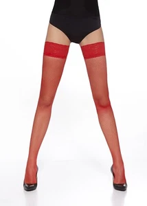 ACQUISTA 2 E RICEVI 3 ! Calze Autoreggenti a Rete ROSSE Balza Pizzo Siliconata - Imagen 1 de 4