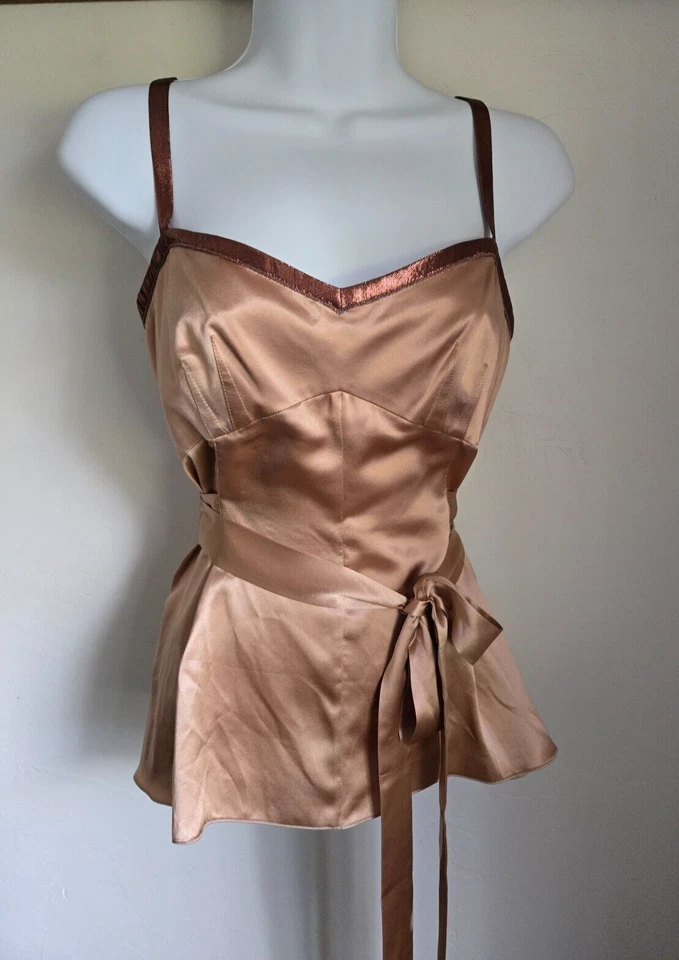 DOLCE & GABBANA Corsé Dorado Vintage Camisola Bustier Top Talla 40IT Faja Corbatas En muy buen estado+ Foto 1 de 4