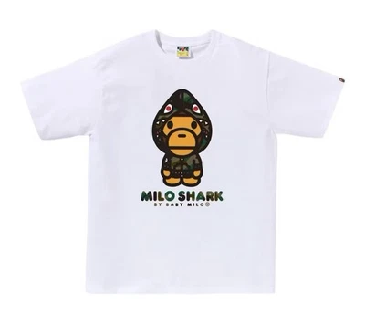 BAPE 1st Camo Milo Shark FZH Tee White/green Size L Brand New With Tags Foto 1 de 4