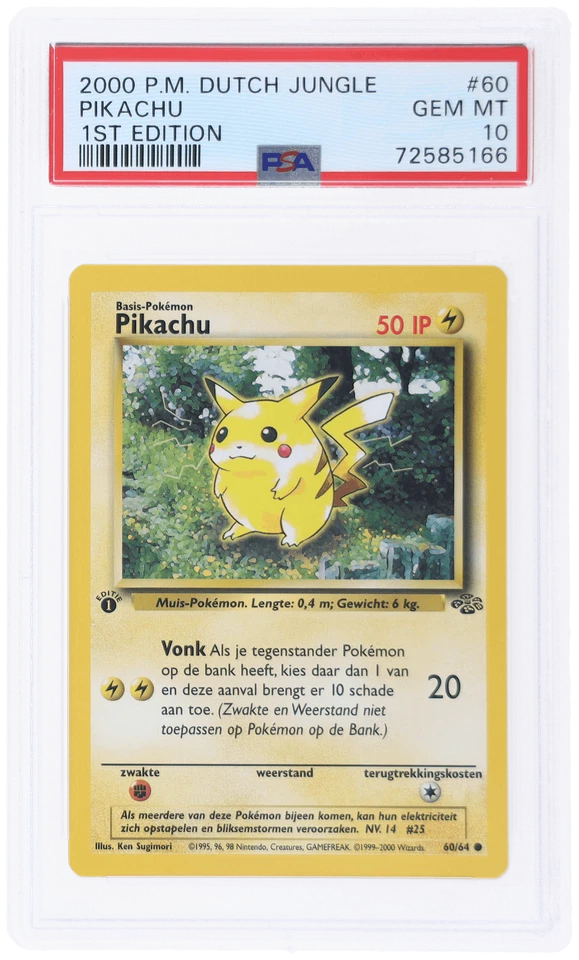2000 Pokemon Jungle Dutch Pikachu 1st Edition #60 PSA 10 - Image 1 of 2