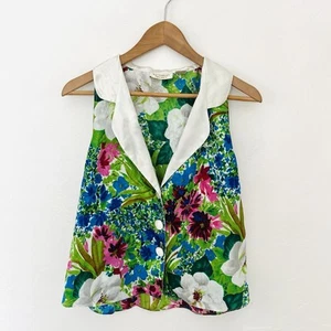 Blusa Top Victoria's Secret Vintage Etiqueta Dorada Satén Floral Sin Mangas Talla S - Imagen 1 de 4