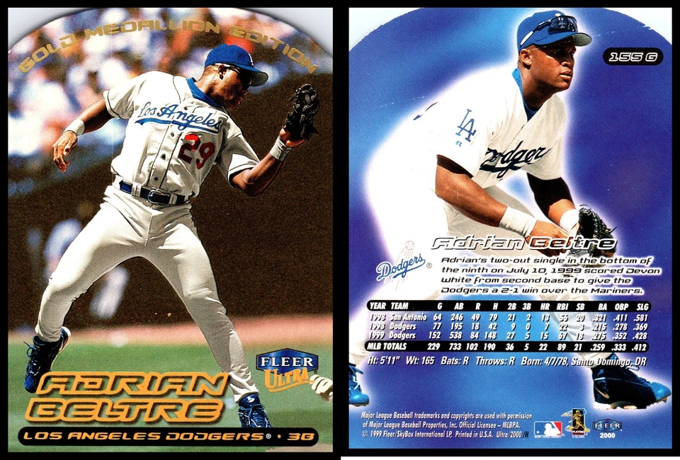 2000 Fleer Ultra Adrian Beltre #155G Los Angeles Dodgers 3B Gold Medallion - Image 1 of 1