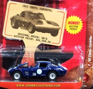 Johnny Lightning 63 1963 Chevy Corvette Auction Insanity Collectible Car w/RRs - Picture 1 of 2