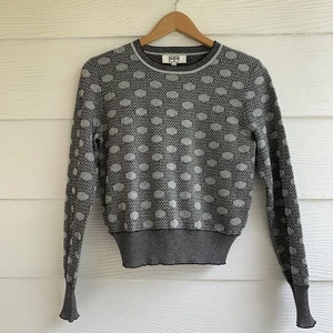 Robert Rodriguez S Long Sleeve Knit Pullover Sweater Gray Metallic Geometric - Picture 1 of 10