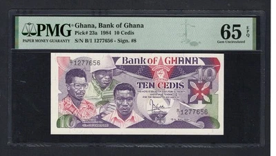 Ghana 10 Cedis 1984 P23a Uncirculated Graded 65 - Image 1 of 2