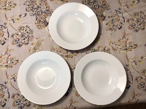 HOME Set of 3 White Porcelain 10” Rimmed Pasta Soup Bowls NWT!  #BxOO-3 - Picture 1 of 12