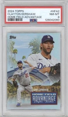 2024 Topps #HFA-2 Clayton Kershaw Home Field Advantage PSA 8 - Image 1 of 2