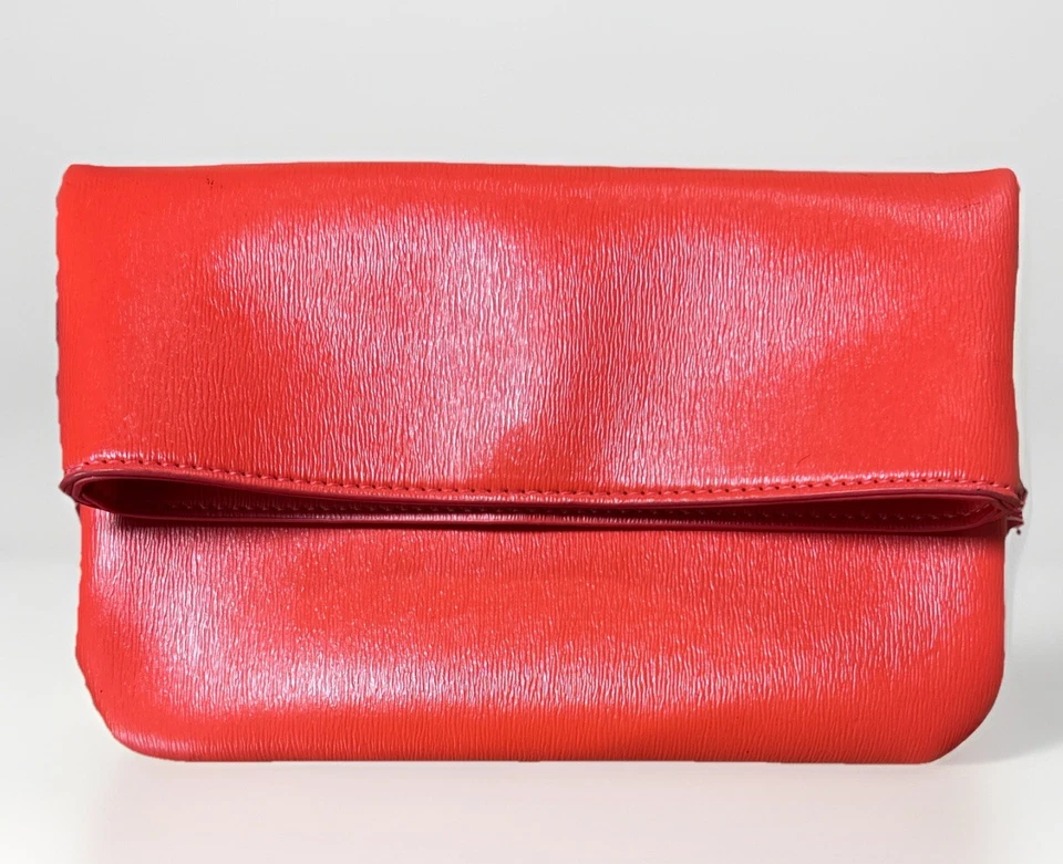 Neiman Marcus Mujer Magnético Precioso Rojo Coral Plegable Bolso sin asas Cartera Foto 1 de 4