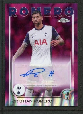 2025 CRISTIAN ROMERO 74/75 AUTO TOPPS CHROME UEFA EUROPA LEAGUE LAVA AUTOGRAPHS - Image 1 of 2