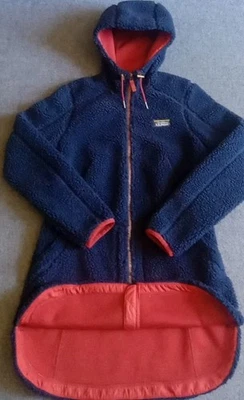 LL Bean Mountain Pile Sherpa Fleece Coat Women's S Blue Hooded Full Zip Jacket - Image 1 of 4