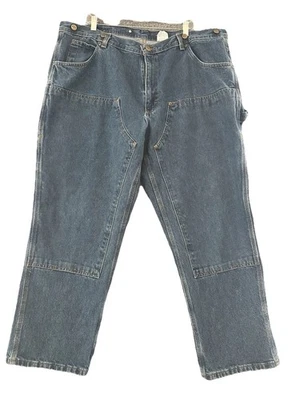 VTG Y2K KEY Mens Denim Jeans 44x29 Double Knee Logger Carpenter Wide Leg Skater - Image 1 of 4