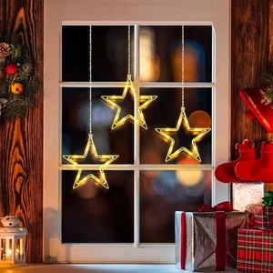 Fensterlichter 3 Weihnachts Sterne, 30 LEDs, Batterie, 8 Modi Timer, IP44 - Bild 1 von 11