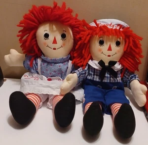 Aurora Raggedy Ann & Andy Plush Dolls Handmade by Aurora 16" - Picture 1 of 1