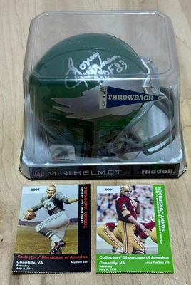 Minicasco Sonny Jurgensen Tommy McDonald Firmado Redskins 2 Bares Retro Foto 1 de 3