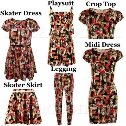 NIÑAS NUEVA TEMPORADA ABC FLORAL GRAFFITI LEGGING PATINADOR VESTIDO FALDA CROP TOP 7-13 AÑOS Foto 1 de 1