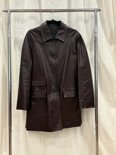 Cappotto auto pelle Prada vintage donna bordeaux