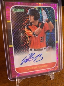* Hunter Bishop 2021 Donruss 87S-HB RC rosa fuochi d'artificio auto /199 * - Foto 1 di 1