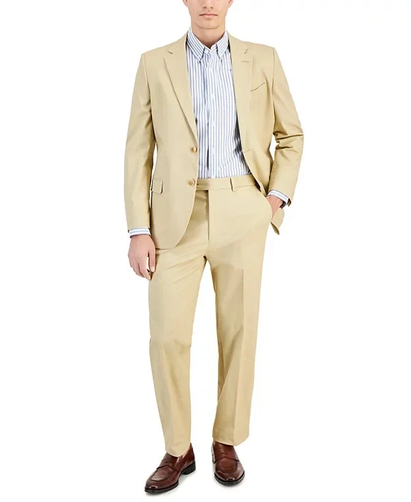 Nautica Men Beige Modern Stretch Suit Jacket Size 38R
