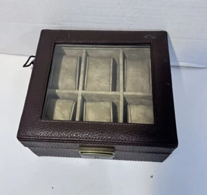 FOSSIL braune Leder Uhrenschmuck Yoyo Vitrine mit Schlüsseletui 6 Räume ansehen - Bild 1 von 10