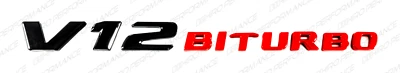 Gloss Black Red Emblem Badge Letters for Mercedes-Benz V12 Biturbo CL65 G65 AMG - Image 1 of 4