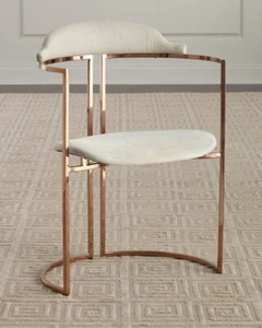 Curved Windsor Smith for Arteriors Zephyr Cowhide Chair Rose gold copper chrome - Picture 1 of 7